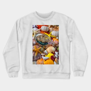 Ship In A Bottle Resting On Seashells Crewneck Sweatshirt